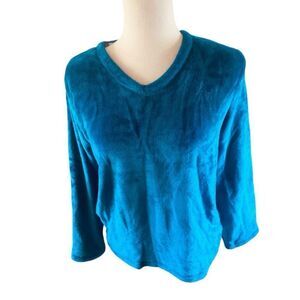 Noire V-Neck Turquoise Velour Top